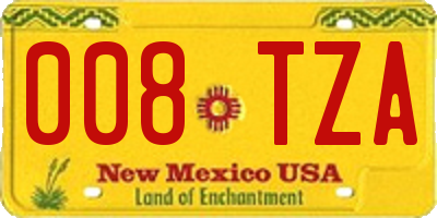 NM license plate 008TZA