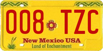 NM license plate 008TZC
