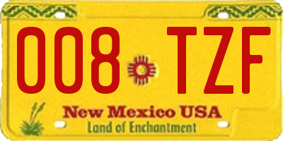NM license plate 008TZF