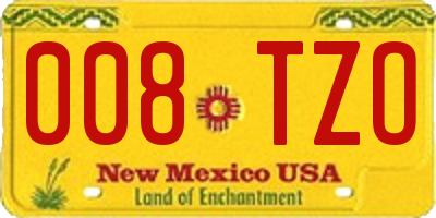 NM license plate 008TZO