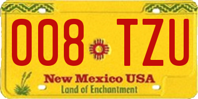 NM license plate 008TZU