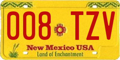 NM license plate 008TZV