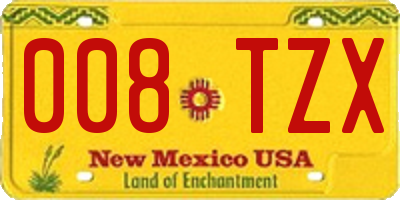 NM license plate 008TZX