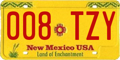 NM license plate 008TZY