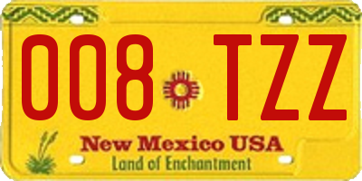 NM license plate 008TZZ