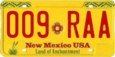 NM license plate 009RAA