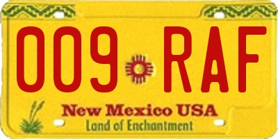 NM license plate 009RAF