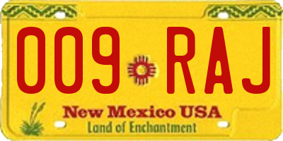 NM license plate 009RAJ