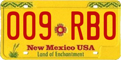 NM license plate 009RBO