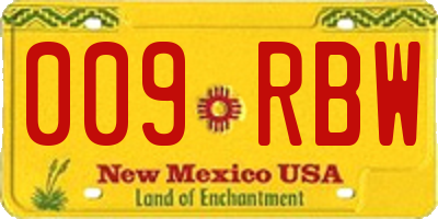 NM license plate 009RBW