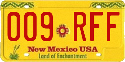 NM license plate 009RFF