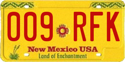 NM license plate 009RFK