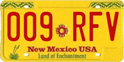 NM license plate 009RFV