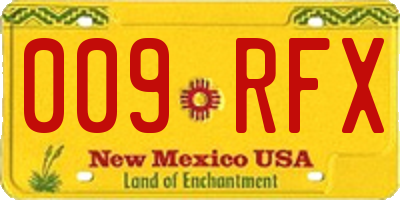 NM license plate 009RFX