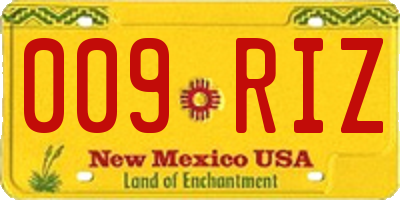NM license plate 009RIZ