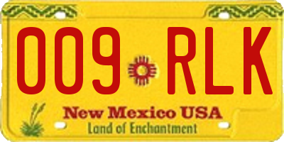 NM license plate 009RLK