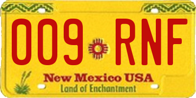 NM license plate 009RNF