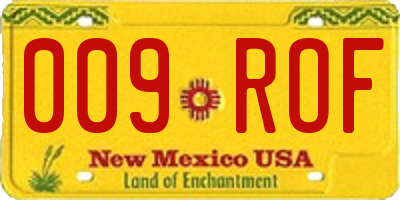 NM license plate 009ROF