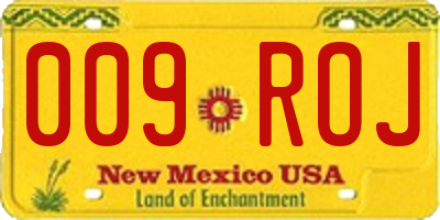 NM license plate 009ROJ