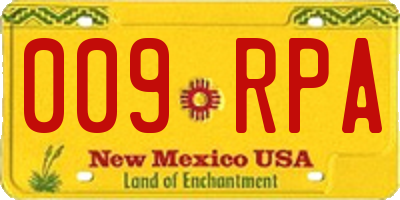 NM license plate 009RPA