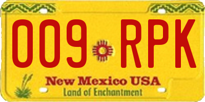 NM license plate 009RPK