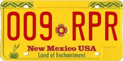 NM license plate 009RPR