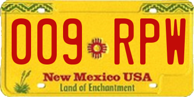 NM license plate 009RPW