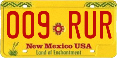 NM license plate 009RUR