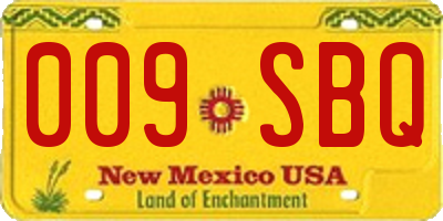 NM license plate 009SBQ