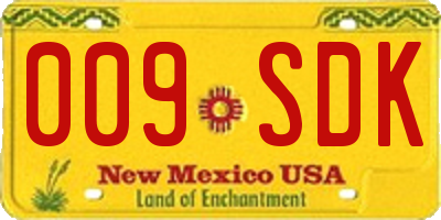 NM license plate 009SDK