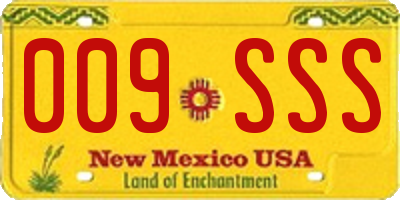 NM license plate 009SSS