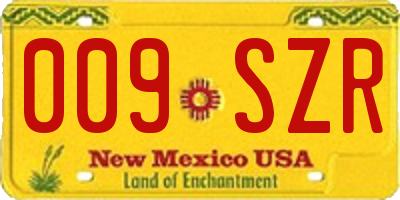NM license plate 009SZR