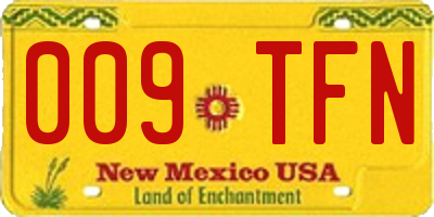 NM license plate 009TFN