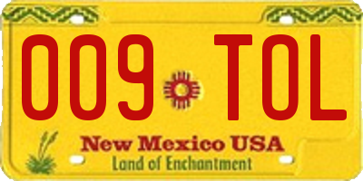 NM license plate 009TOL