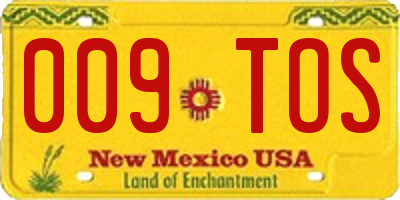 NM license plate 009TOS