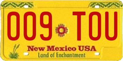 NM license plate 009TOU