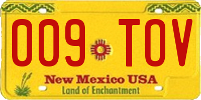 NM license plate 009TOV