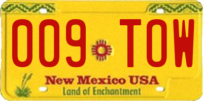 NM license plate 009TOW