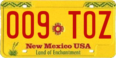 NM license plate 009TOZ