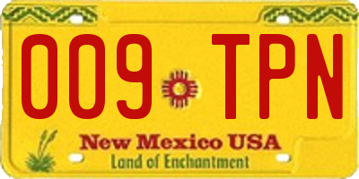 NM license plate 009TPN