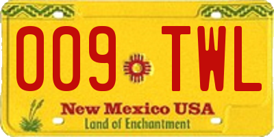 NM license plate 009TWL