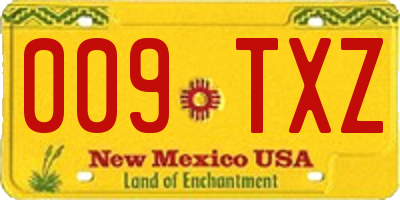NM license plate 009TXZ