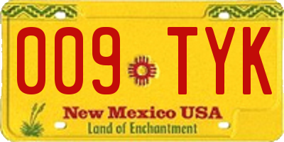 NM license plate 009TYK