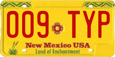 NM license plate 009TYP