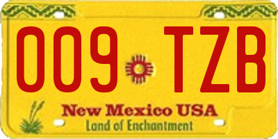 NM license plate 009TZB