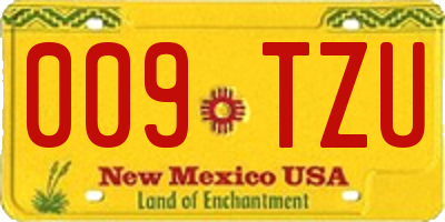 NM license plate 009TZU