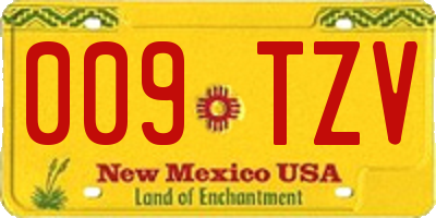 NM license plate 009TZV