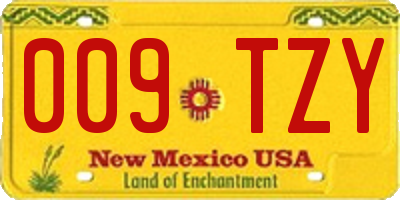 NM license plate 009TZY