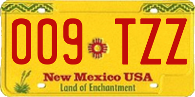 NM license plate 009TZZ