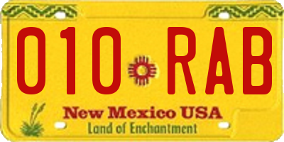 NM license plate 010RAB